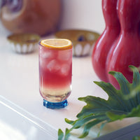 Side view of Florian 14.5 oz. Beverage Drinking Glasses, Lucent Blue (Set of 4)