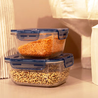 Side view of Frigoverre Evolution 25.25 oz Square Food Storage Container, Gray Lid (Set of 12)