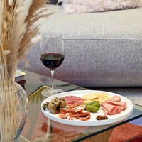 Side view of Alta Cucina 12.5" x 0.75" Opal Glass Large Stacking Plate (Set of 12)