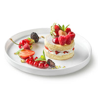 Side view of Alta Cucina 8.25" x 0.75" Opal Glass Small Stacking Plate (Set of 12)