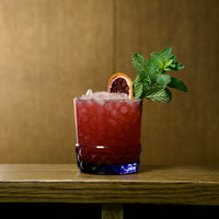 Side view of America '20s 12.5 oz. DOF Drinking Glasses, Sapphire Blue (Set of 6)