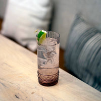 Side view of America '20s 16.25 oz. Cooler Drinking Glasses, Lilac Rose (Set of 6)