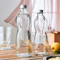 Side view of Aqua 33.75 oz. Bottle with Top (Set of 6)