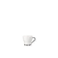 Side view of Aromateca 3.5 oz. Opal Glass Espresso Cup with Stainless Steel Handle (Set of 4)