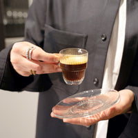 Side view of Barshine 3 oz. Espresso Stackable Coffee Glasses (Set of 12)