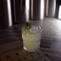 Side view of Bartender 12.5 oz. Novecento DOF Stackable Drinking Glasses (Set of 4)