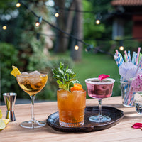 Side view of Bartender 12.5 oz. Novecento DOF Stackable Drinking Glasses (Set of 4)