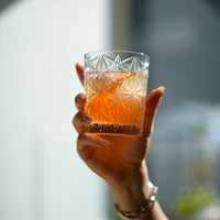 Side view of Bartender 13.25 oz. Lounge DOF Drinking Glasses (Set of 4)