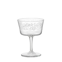 Side view of Bartender 7.5 oz. Novecento Liberty Fizz Cocktail Glasses (Set of 6)