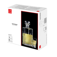 Side view of Bartender 7pc Novecento Liquor Set (1 Decanter + 6 Shot Glasses)