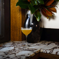 Side view of Bartender 8 oz. Novecento Martini Cocktail Glasses (Set of 4)