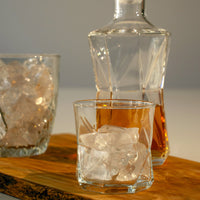 Side view of Cassiopea 7pc Whiskey Set (1 Decanter + 6 Rocks Glasses)