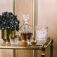 Side view of Dedalo 7pc Liqueur Set (1 Decanter + 6 Shot Glasses)