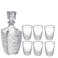 Side view of Dedalo 7pc Liqueur Set (1 Decanter + 6 Shot Glasses)