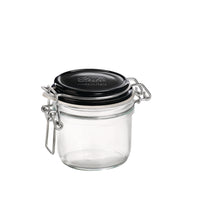 Side view of Fido 6.75 oz. Food Jar, Black Top (Set of 12)