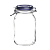 Side view of Fido 67.75 oz. Food & Canning Jar, Blue Top (Set of 6)