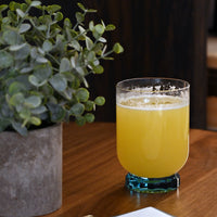 Side view of Florian 12.6 oz. DOF Drinking Glasses, Lucent Blue (Set of 4)