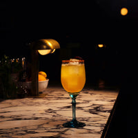 Side view of Florian 12.8 oz. White Wine / Spritz Glasses, Lucent Blue (Set of 4)