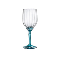 Side view of Florian 12.8 oz. White Wine / Spritz Glasses, Lucent Blue (Set of 4)