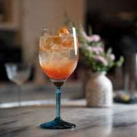 Side view of Florian 18 oz. Red Wine / Gin & Tonic Glasses, Lucent Blue (Set of 4)