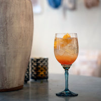 Side view of Florian 18 oz. Red Wine / Gin & Tonic Glasses, Lucent Blue (Set of 4)