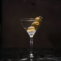 Side view of Florian 8.10 oz. Champagne / Martini Cocktail Glasses (Set of 4)