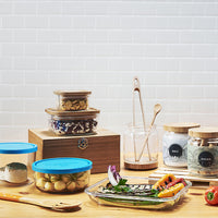 Side view of Frigoverre 33.75 oz. Bamboo Square Food Storage Container (Set of 12)