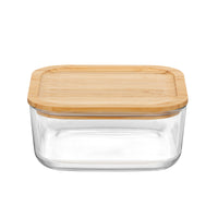 Side view of Frigoverre 68.5 oz. Bamboo Square Food Storage Container (Set of 6)