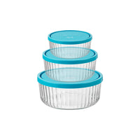 Side view of Frigoverre Brillante 3pc Round Food Storage Container Set (13.25 oz., 27.75 oz., 51.75 oz.)
