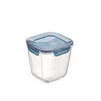 Side view of Frigoverre Evolution 25.25 oz. Square Tall Food Storage Container, Gray Lid (Set of 12)