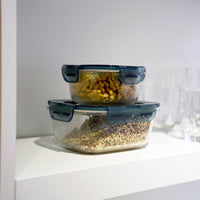 Side view of Frigoverre Evolution 33.75 oz. Rectangle Food Storage Container, Gray Lid (Set of 8)