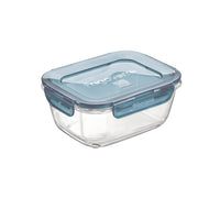 Side view of Frigoverre Evolution 33.75 oz. Rectangle Food Storage Container, Gray Lid (Set of 8)