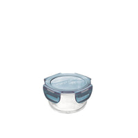 Side view of Frigoverre Evolution 6 oz. Round Food Storage Container, Gray Lid (Set of 12)
