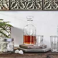 Side view of Officina 1825 7pc Whiskey Set (1 Decanter + 6 DOF Glasses)