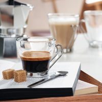 Side view of Oslo 3.5 oz. Espresso Cup with Stainless Steel Handle (Set of 4)