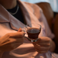 Side view of Oslo 3.5 oz. Espresso Cup with Stainless Steel Handle (Set of 4)