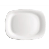 Side view of Parma 13.25" x 9.5" Opal Glass Serving Plate (Set of 12)