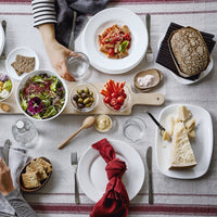 Side view of Parma 13.25" x 9.5" Opal Glass Serving Plate (Set of 12)