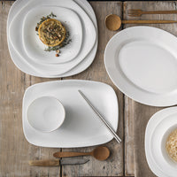 Side view of Parma 13.25" x 9.5" Opal Glass Serving Plate (Set of 12)