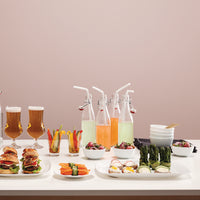 Side view of Parma 13.25" x 9.5" Opal Glass Serving Plate (Set of 12)