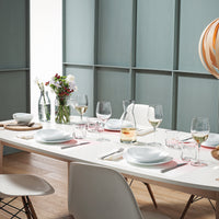 Side view of Prometeo 10.75" x 9.5" Opal Glass Dinner Plate (Set of 24)