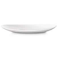Side view of Prometeo 12.5" x 10.25" Opal Glass Steak Plate (Set of 6)