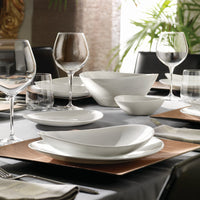 Side view of Prometeo 8.75" x 7.5" Opal Glass Dessert Plate (Set of 24)