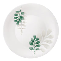 Side view of White Moon Botanica 10.75" Opal Glass Dinner Plate, Green (Set of 24)