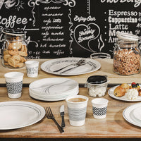 Side view of White Moon Botanica 7.75" Opal Glass Dessert Plate, Linee (Set of 24)