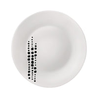 Side view of White Moon Botanica 7.75" Opal Glass Dessert Plate, Sfere (Set of 24)