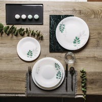 Side view of White Moon Botanica 9" Opal Glass Soup Plate, Green (Set of 24)