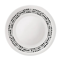 Side view of White Moon Chiaroscuro 10.75" Opal Glass Dinner Plate, Sfere (Set of 24)