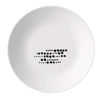 Side view of White Moon Chiaroscuro 8.75" Opal Glass Soup Plate, Sfere (Set of 24)