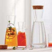 Side view of Ypsilon 36.5 oz. Carafe with Cork Top (Set of 6)